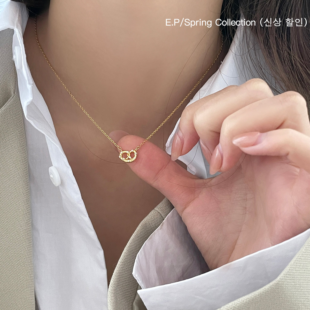 纯银可爱碱水结项链女缕空简约韩系小众高级感锁骨链2026新款颈链