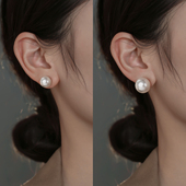 999纯银珍珠耳钉女养耳洞施家名媛fever同款 小众轻奢高级耳环耳饰