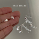 925银针耳钉女养耳洞小众设计感高级耳骨钉耳环不规则冷淡风耳饰