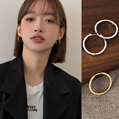 素圈耳环2026新款 大耳圈耳扣纯银针耳钉轻奢高级感气质耳饰女 爆款