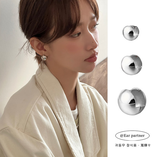 银色圆球耳钉金属高级感耳扣