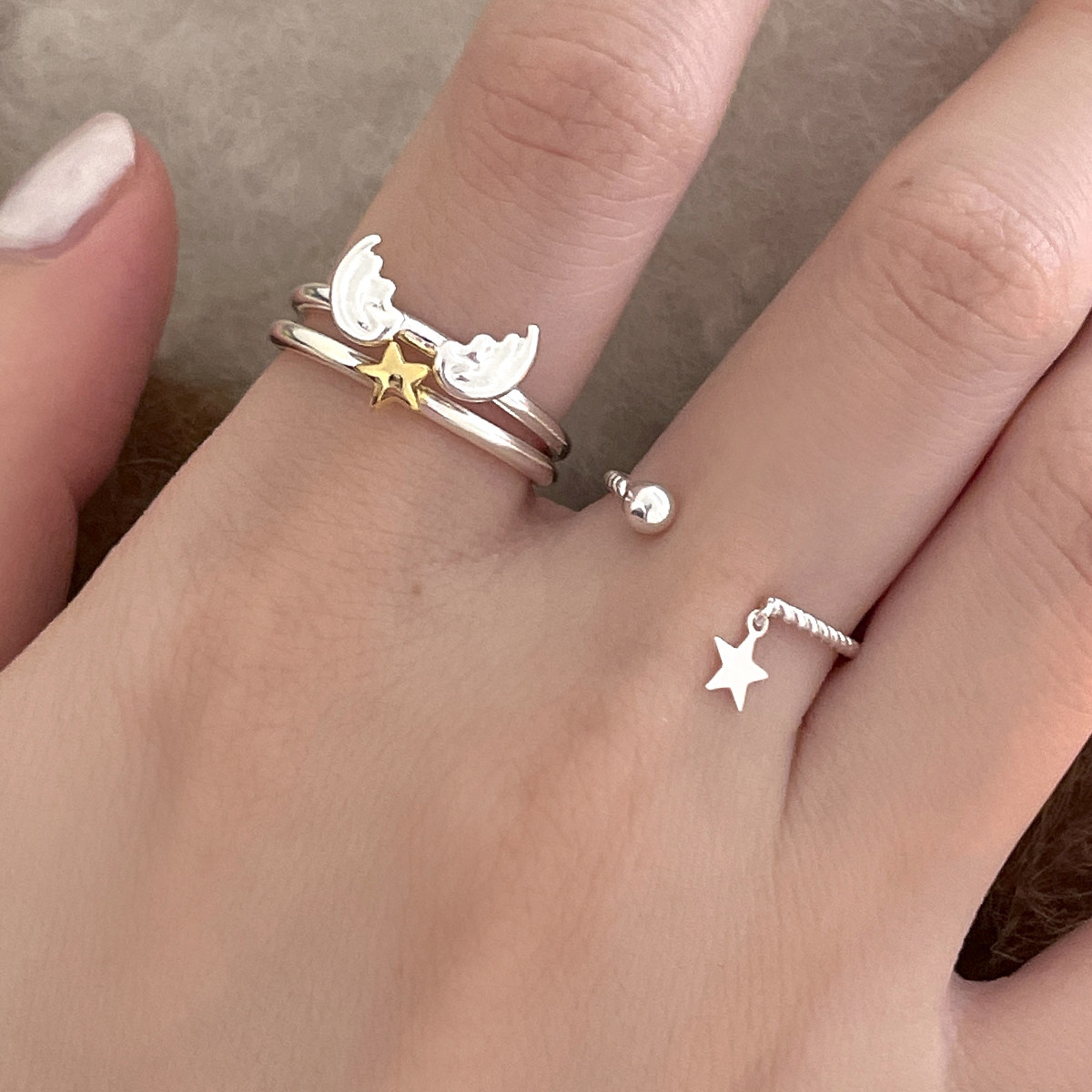 s925纯银翅膀戒指女开口小众设计感金色星星食指戒轻奢高级感银饰,饰品/流行首饰/时尚饰品新,戒指/指环,淘宝优惠券,粉丝福利购,淘宝优惠卷