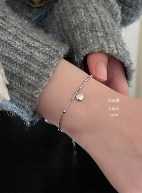 S925纯银豆豆字母luck吊牌手链女小众设计高级感轻奢精致手串手饰