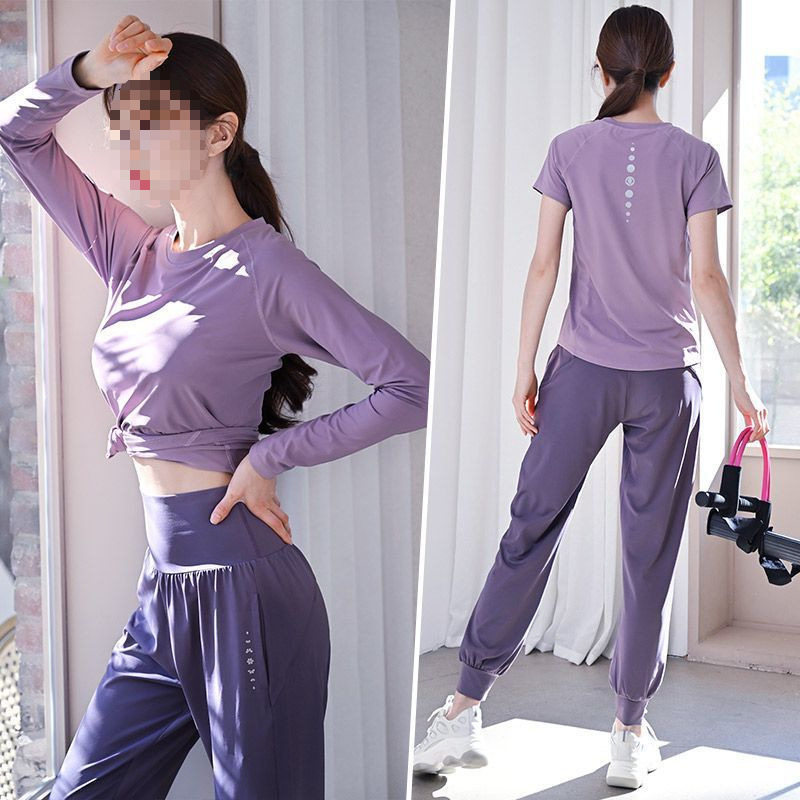 专业晨跑步运动套装女高端年新款春秋速干衣宽松健身房瑜伽服