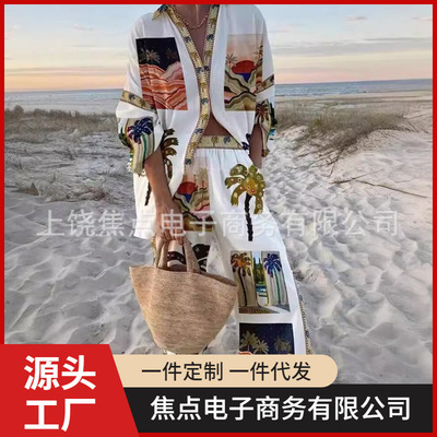 速卖通热销数码印花时尚女装长袖