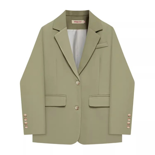 通勤风橄榄绿小西装外套女长袖宽松高级感上衣