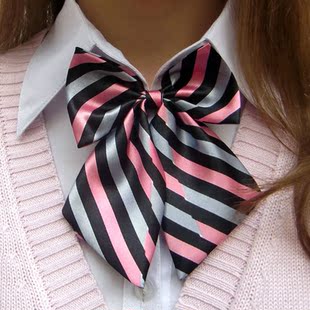 清货 粉灰黑条纹尖头领花领结cos表演合唱团体职业日本JK制服配饰