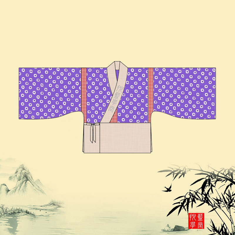 1：1裁剪图纸样板魏晋制紫缬襦花海墓复原汉服上衣打版型 手工DIY