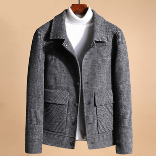 男士双面羊绒呢大衣短款呢子衣服夹克牛皮纸裁剪图纸样板来料加工