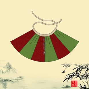 魏晋南北朝间色裙复原汉服六破褶裙子1：1裁剪图纸样板打版型 DIY