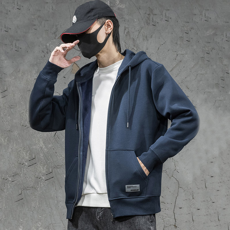 开衫卫衣男秋冬季韩版宽松大码运动外套加绒厚上衣服裁剪图纸样板