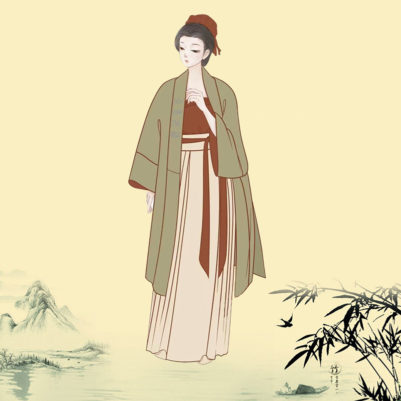 仿北宋铁拐墓宽袖长衫褙子大放量宋制汉服女夏秋裁剪图纸样板打版