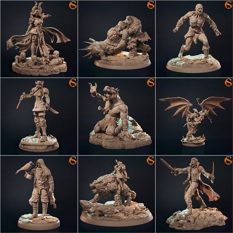 奇幻生物人类龙类桌游战棋3D打印模型STL文件素材高精度已分体