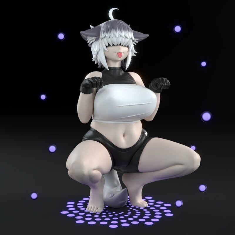 魔物娘丰满精灵莱卡狼人3D打印模型STL文件素材高精度已分体