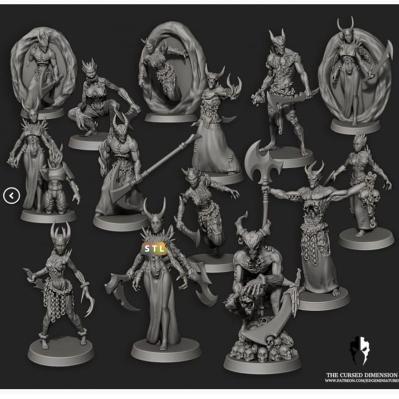 桌游诅咒畸变战受诅精灵3D打印模型STL文件素材高精度战棋