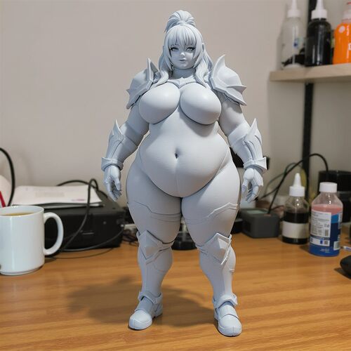战斗少女丰腴动漫女战士3D打印模型STL文件素材高精度整体