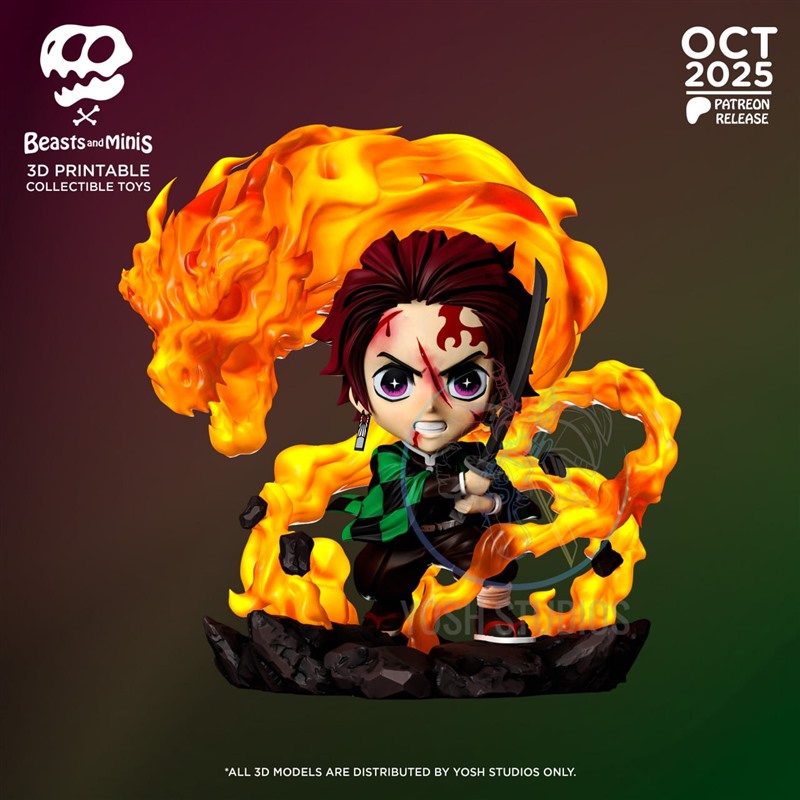 鬼灭之刃炭治郎迷你q版3D打印模型STL文件素材高精度