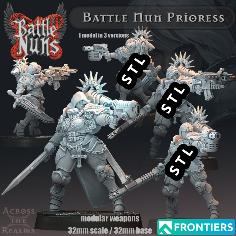 战锤战斗修女院长 3D打印模型STL文件素材高精度桌游战棋