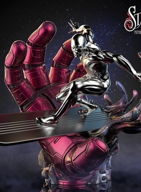 银滑银影侠Silver Surfer漫威银色滑翔者3D打印模型STL数据高精度