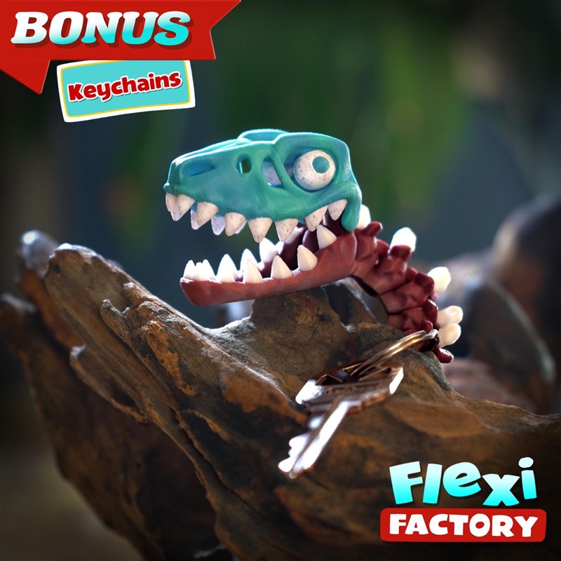 FDM骨骼迅猛龙骨架钥匙扣3D打印模型STL文件素材高精度