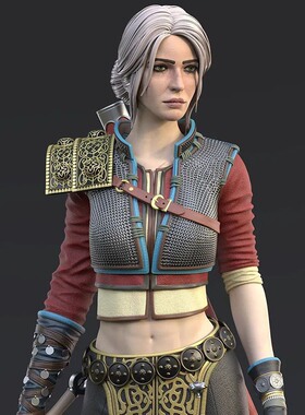 巫师3狂猎希里Ciri经典奇幻3D打印模型STL文件素材高精度