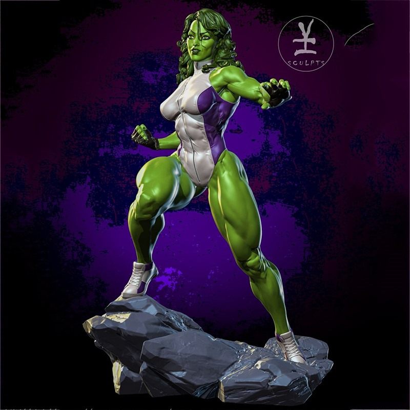 女浩克绿巨人3D打印模型STL文件素材高精度图纸