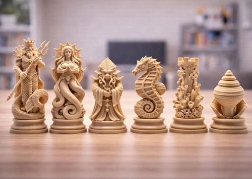 深海国际象棋3D打印模型STL文件素材图纸精度一般
