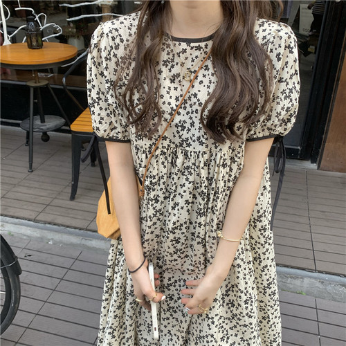 2022 summer new short sleeved casual dress women's floral dress