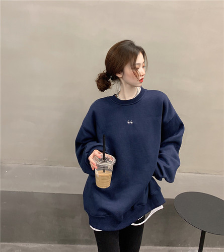 Plush round neck pink sweater women's new coat loose BF lazy wind spring and autumn thin milk sweet coat