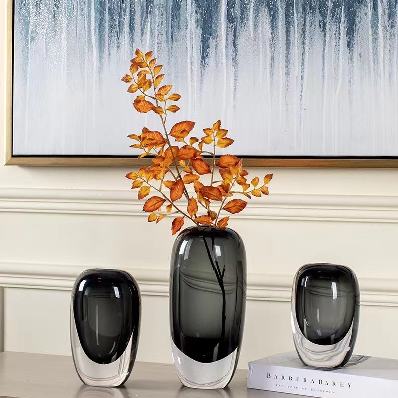 简约美式透明玻璃花瓶香薰瓶高档桌面餐厅茶桌装饰摆件水晶工艺品