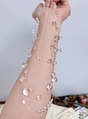 天然白水晶项链女款单圈时尚饰品礼物送女友闺蜜生日礼物