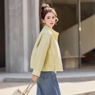 夹克 立领宽松今年流行百搭休闲工装 小个子短外套女2026年春装 新款