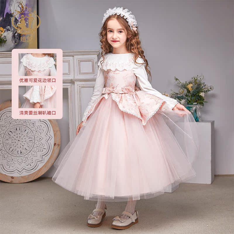 女童公主裙礼服春秋洋气萝莉塔生日礼服儿童打底衫套装吊带纱裙