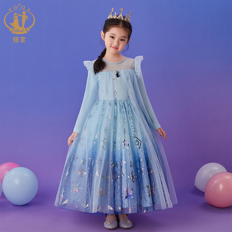 爱莎公主裙女童蓬蓬网纱长裙