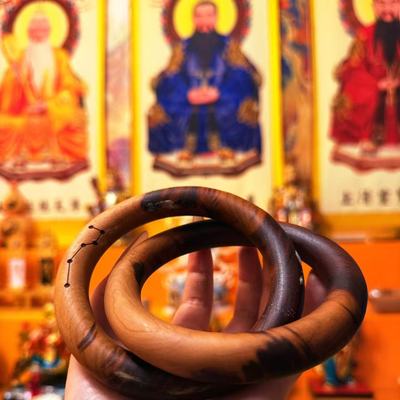 乾坤圈阴阳环手镯无拼接天然雷击木百年枣木桃木道家法器张至顺