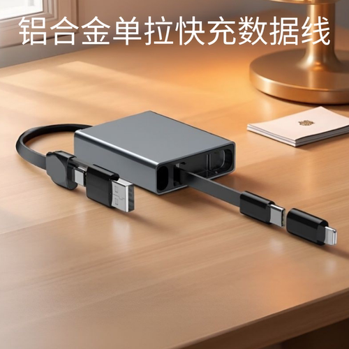 手机笔记本type-c电脑数据线铝合金单拉伸缩式60 W快充线