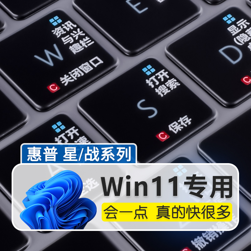 适用于惠普笔记本电脑键盘保护膜Win11快捷键 星13 14 15战X 战66