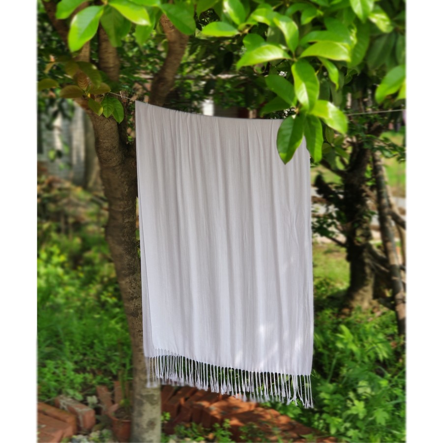 白胚围巾 纯棉可扎染专用 手感柔软 春秋体验课研学 披肩长款白色