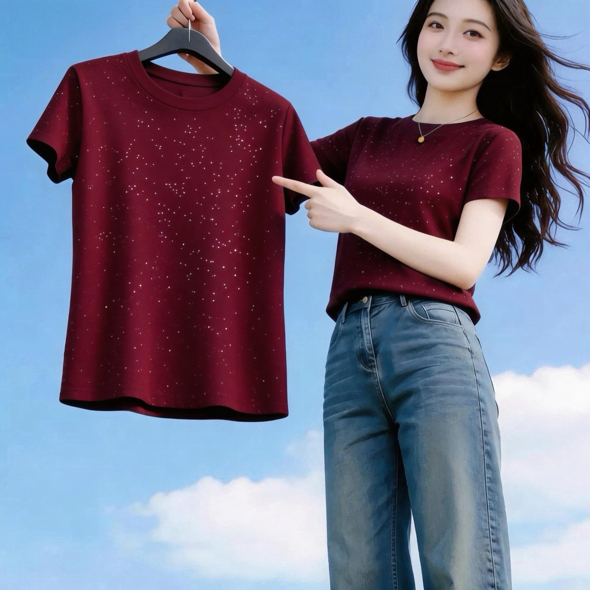 洋气满天星2026新款夏季短袖时尚T恤显瘦百搭打底小衫女修身上衣