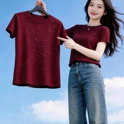 洋气满天星2026新款夏季短袖时尚T恤显瘦百搭打底小衫女修身上衣