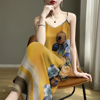 清仓捡漏-2025夏新款修身减龄遮肚妈妈装背心吊带中长款连衣裙女