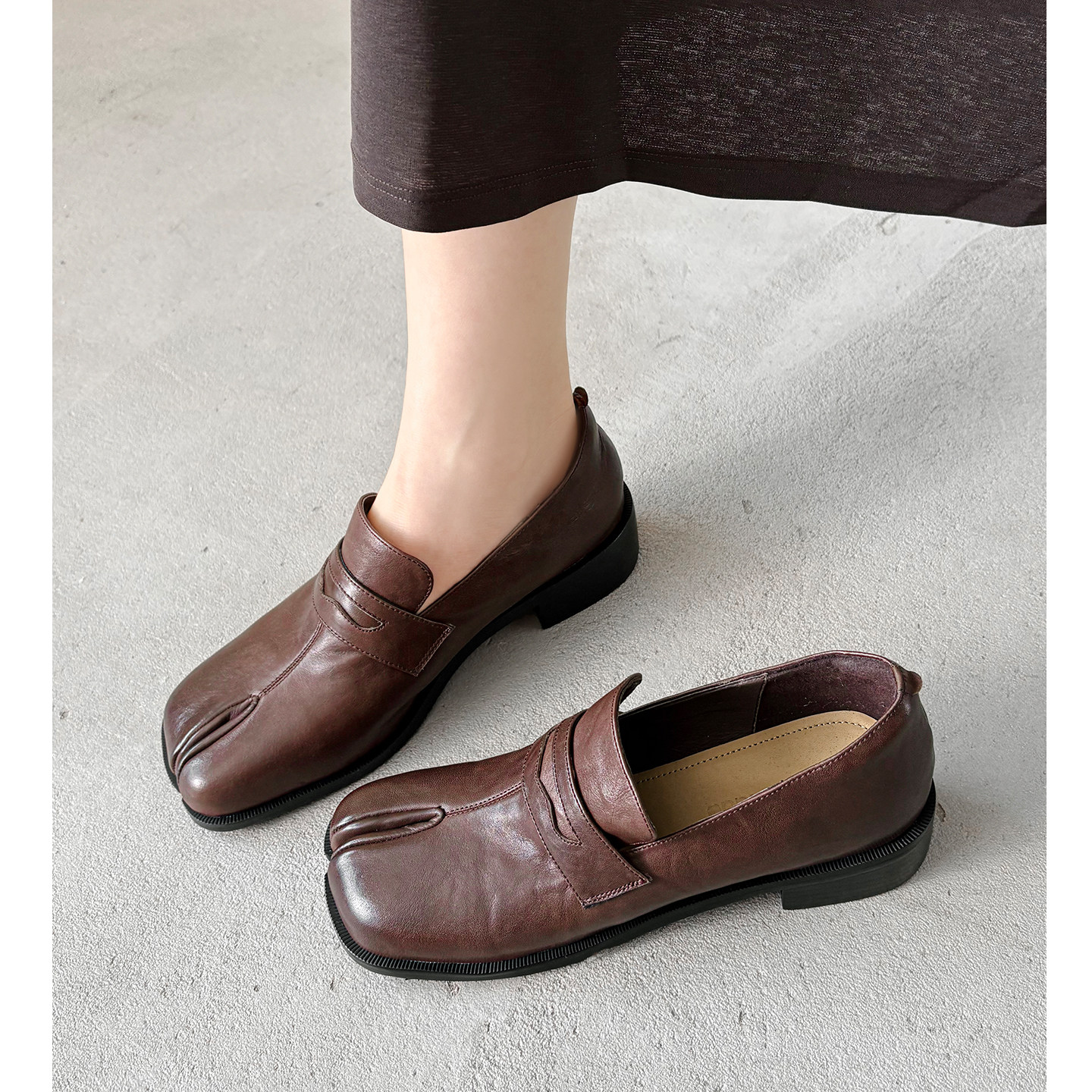 Kmeizu不挑脚~3.5/6.5cm粗跟分趾乐福鞋女英式小皮鞋中跟真皮单鞋,女鞋,乐福鞋（豆豆鞋）,淘宝优惠券,粉丝福利购,淘宝优惠卷