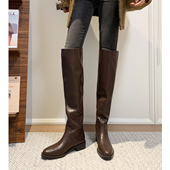 Kmeizu大长腿 3cm跟长靴女秋冬及膝靴两穿宽松皮靴显瘦骑士高筒靴