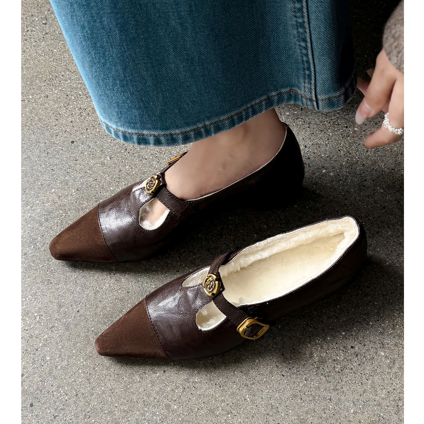 加绒玛丽珍鞋保暖平底单鞋百搭