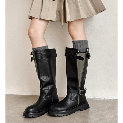 可调节筒围高筒靴气质显瘦骑士靴