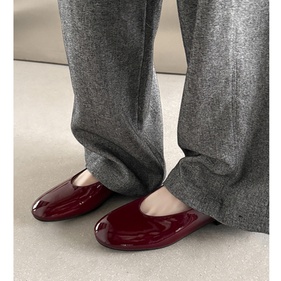 软漆皮平底单鞋气质真皮芭蕾舞鞋