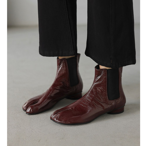 分趾及踝短靴真皮切尔西马丁靴