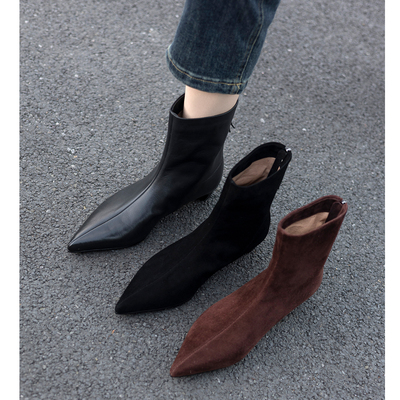 及踝尖头短靴时装显瘦马丁靴百搭