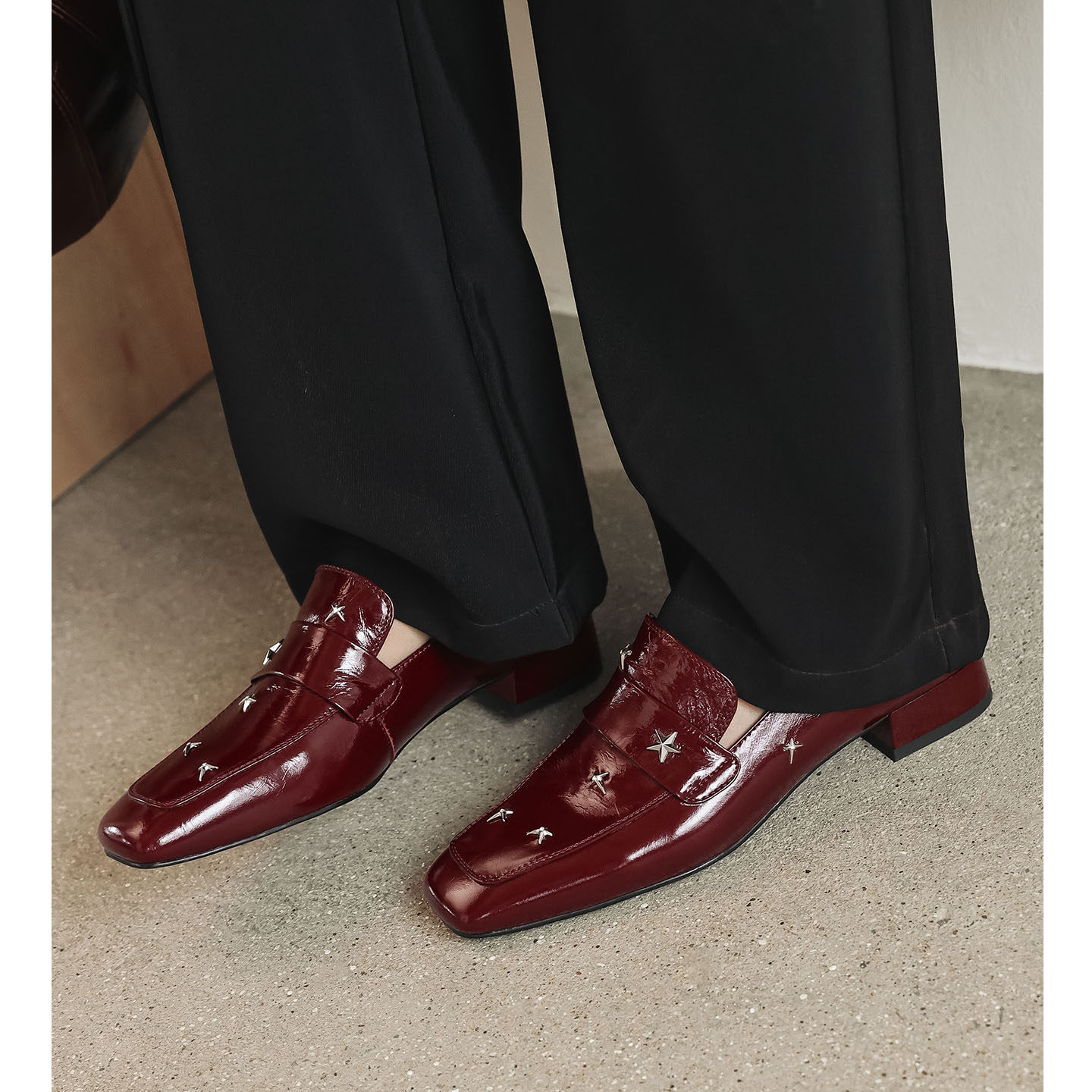 Kmeizu满天星星~3.5cm粗跟乐福鞋女春软皮方头小皮鞋中跟英伦单鞋,女鞋,乐福鞋（豆豆鞋）,淘宝优惠券,粉丝福利购,淘宝优惠卷