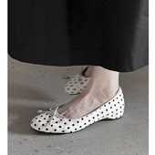 马毛3.5cm内增高单鞋 女新款 波点平底文艺芭蕾舞鞋 Kmeizu巨软 瓢鞋